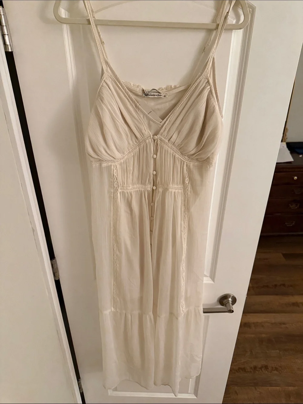 Abercrombie & Fitch Cream Lace-Trim Duster Dress